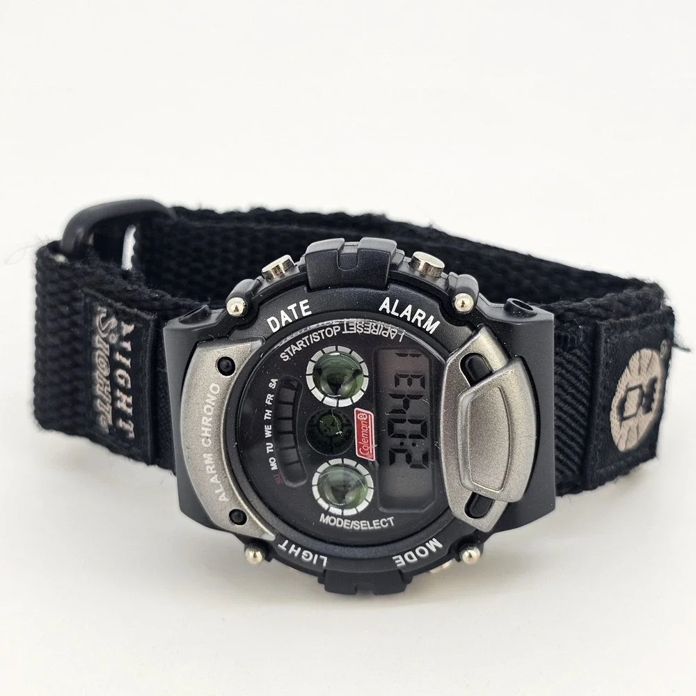 Coleman Digital Sports Watch Men's‎ 44MM Black Nylon Strap New Battery